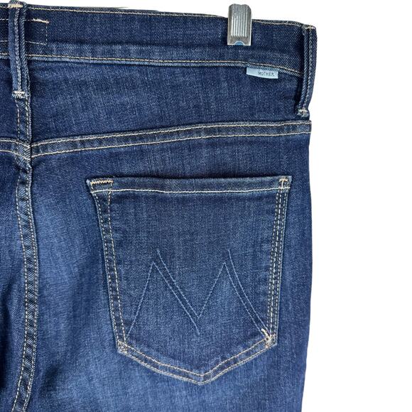 NEW Mother Insider Crop Step Fray Jeans Speed Racer High Rise Blue Size 32 - Picture 9 of 10